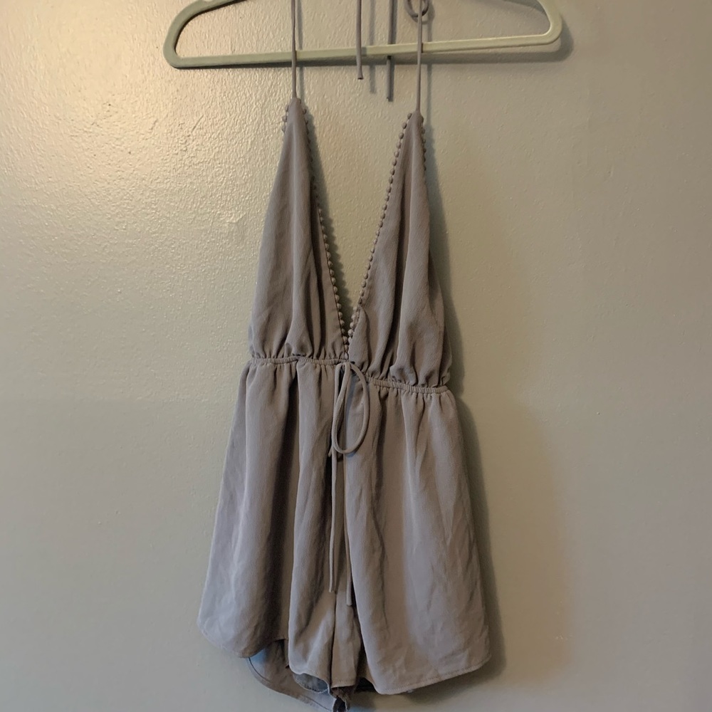 Deep V halter neck romper